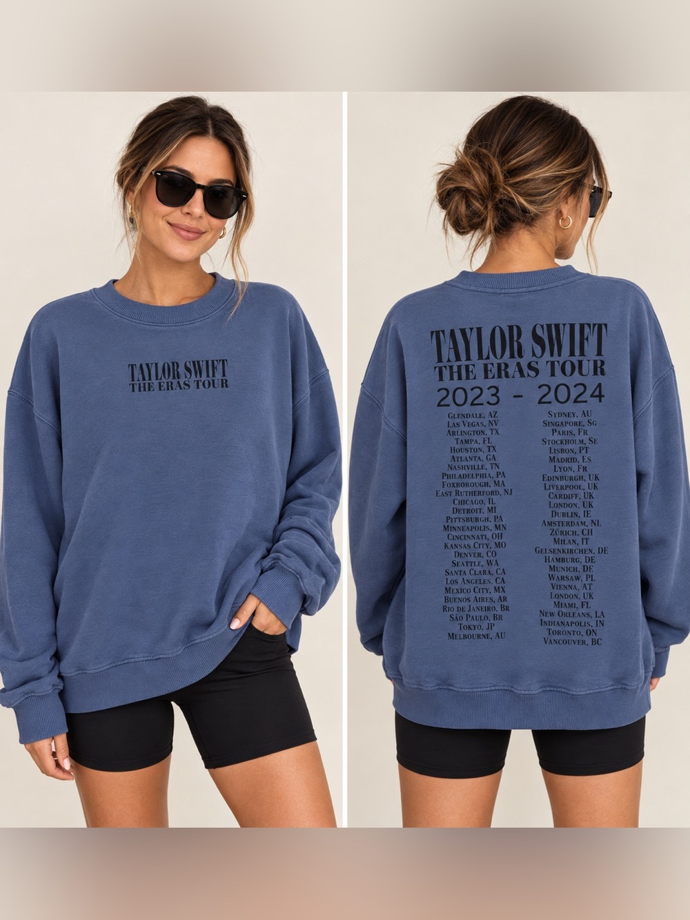 Taylor Swift | The Eras Tour 2023-2024 Blue Crewneck Sweatshirt - Size Small